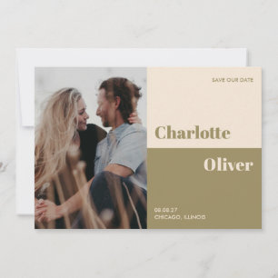 Vetgedrukte kleur typografisch redactioneel modern save the date
