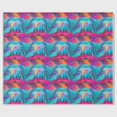 Vetgedrukte kleurrijke bladveren cadeaupapier (Vlak)