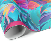 Vetgedrukte kleurrijke bladveren cadeaupapier (Rol Hoek)