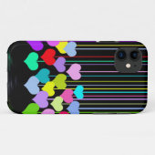 Vetgedrukte kleurrijke harten op zwart Case-Mate iPhone case (Achterkant (horizontaal))