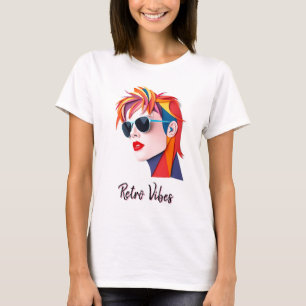 Vetgedrukte kleurrijke Mode Portret T-shirt