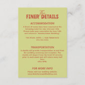 Vetgedrukte kleurrijke retro funky unieke bruiloft informatiekaartje (Voorkant)