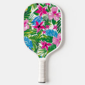 Vetgedrukte kleurrijke tropische palmbladeren bloe pickleball paddle (Achterkant)