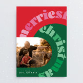 Vetgedrukte kleurrijke typografie ovaal twee foto  feestdagenkaart