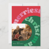 Vetgedrukte kleurrijke typografie ovaal twee foto feestdagenkaart (Voorkant)