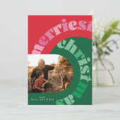 Vetgedrukte kleurrijke typografie ovaal twee foto feestdagenkaart (Staand voorkant)