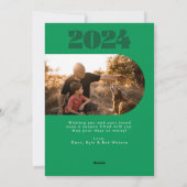 Vetgedrukte kleurrijke typografie ovaal twee foto feestdagenkaart (Achterkant)