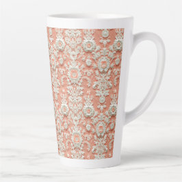 Vetgedrukte koraal kant-effect keramische grote la latte mok