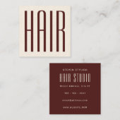 Vetgedrukte lange tekst kapsalon vierkante visitekaartje (Voorkant / Achterkant)