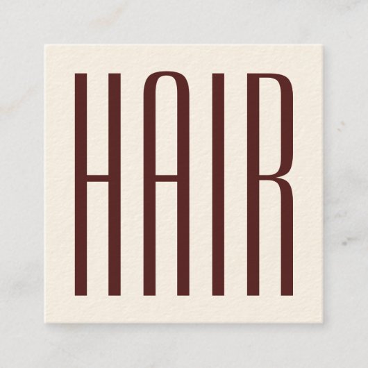 Vetgedrukte lange tekst kapsalon vierkante visitekaartje (Voorkant)