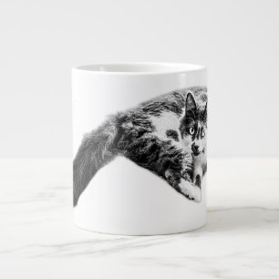 Vetgedrukte langstaart kattenportret Mok