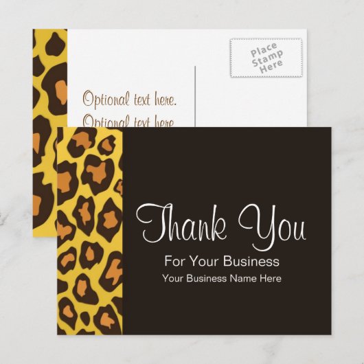 Vetgedrukte Leopard Print:: Zakelijke Ansichtkaart Briefkaart (Voorkant / Achterkant)