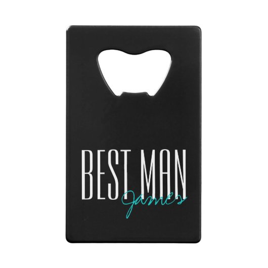 Vetgedrukte letters "Beste man" Persoonlijke bruil Creditkaart Flessenopener (Voorkant)