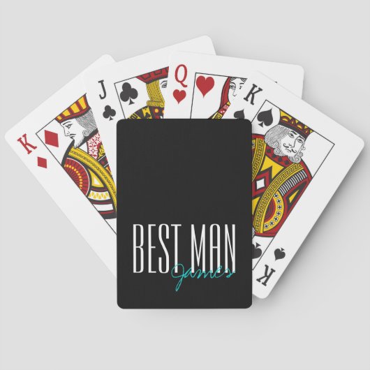 Vetgedrukte letters "Beste man" Persoonlijke bruil Pokerkaarten (Achterkant)