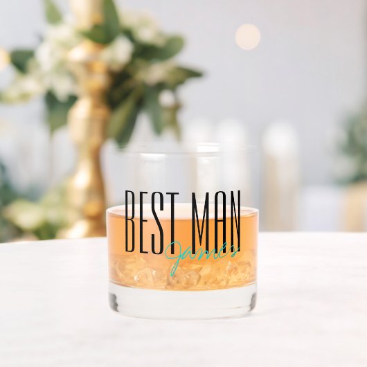 Vetgedrukte letters "Beste man" Persoonlijke bruil Whisky Glas (Insitu (Huwelijk))