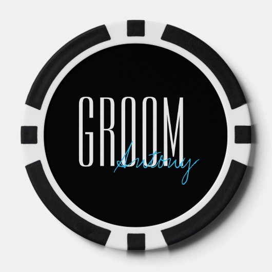 Vetgedrukte letters "Groom" Persoonlijke bruiloft Poker Chips (Voorkant)