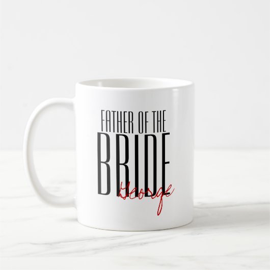 Vetgedrukte letters "vader van de bruiddans" koffiemok (Links)