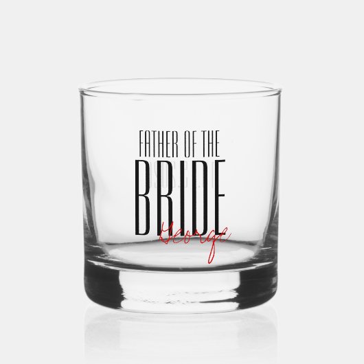 Vetgedrukte letters "vader van de bruiddans" whisky glas (Voorkant)