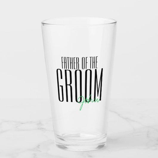 Vetgedrukte letters "Vader van de Groom" Wedding P Glas (Voorkant)