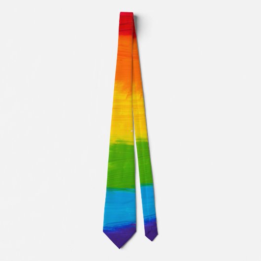 Vetgedrukte LGBT Pride Rainbow Necktie – Olieverf  Stropdas (Voorkant)