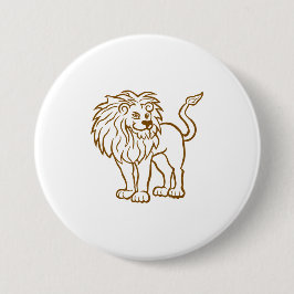 Vetgedrukte Lion Line Art Patches & Buttonnen Ronde Button 7,6 Cm