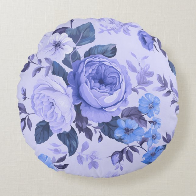 Vetgedrukte maagdenpalm statement kleur rond kussen (Voorkant)