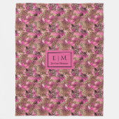 Vetgedrukte magenta waterverf luipaard aangepaste  fleece deken (Voorkant)