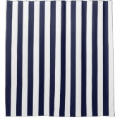 Vetgedrukte Marine en Witte Eenvoudige Gestreepte Douchegordijn (Voorkant)