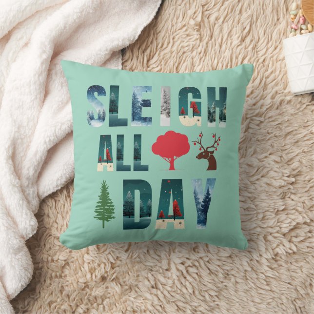 Vetgedrukte maskers Brieven Winterscènes 'Sleigh d Kussen (Deken)