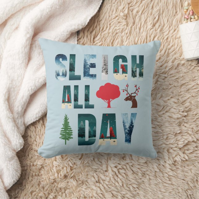 Vetgedrukte maskers Brieven Winterscènes 'Sleigh d Kussen (Deken)