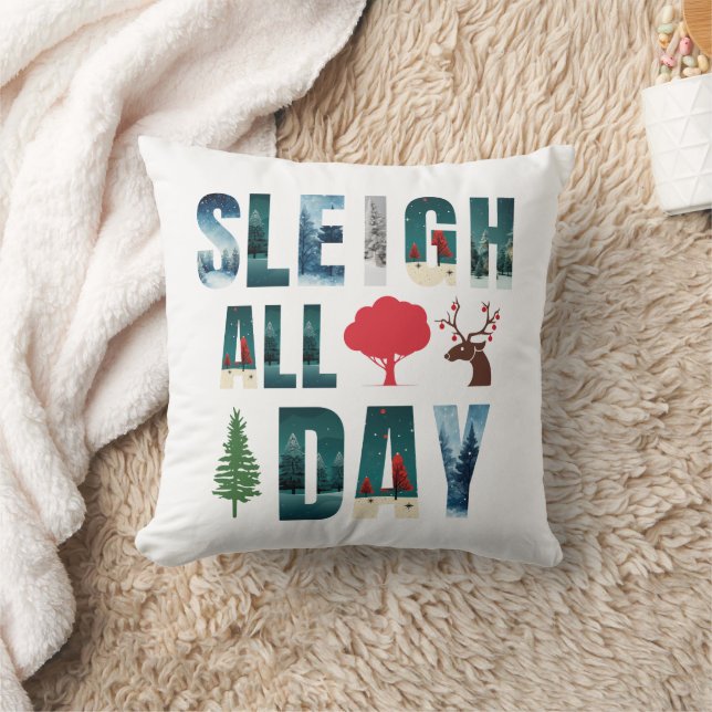 Vetgedrukte maskers Brieven Winterscènes 'Sleigh d Kussen (Deken)