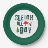 Vetgedrukte maskers Brieven Winterscènes 'Sleigh d Papieren Bordje (Voorkant)