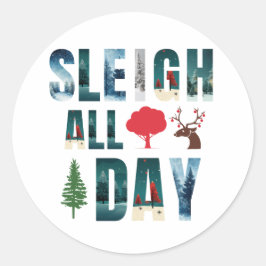 Vetgedrukte maskers Brieven Winterscènes 'Sleigh d Ronde Sticker