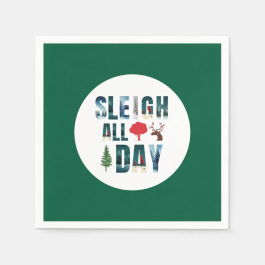 Vetgedrukte maskers Brieven Winterscènes 'Sleigh d Servet (Voorkant)