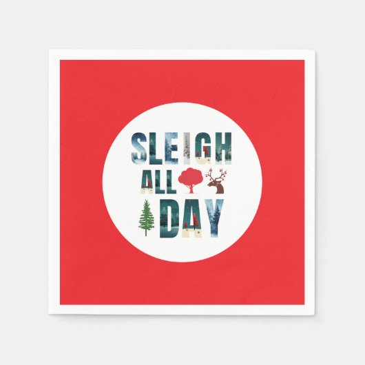 Vetgedrukte maskers Brieven Winterscènes 'Sleigh d Servet (Voorkant)