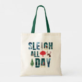 Vetgedrukte maskers Brieven Winterscènes 'Sleigh d Tote Bag (Achterkant)