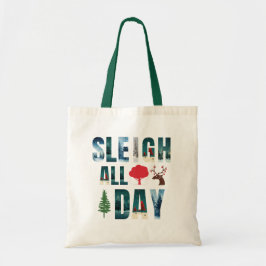 Vetgedrukte maskers Brieven Winterscènes 'Sleigh d Tote Bag