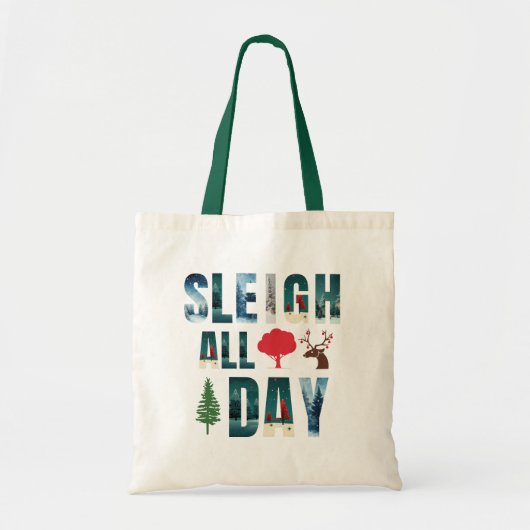 Vetgedrukte maskers Brieven Winterscènes 'Sleigh d Tote Bag (Voorkant)