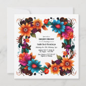 Vetgedrukte Mexicaanse Fiesta Floral Couple's Show Kaart (Voorkant)