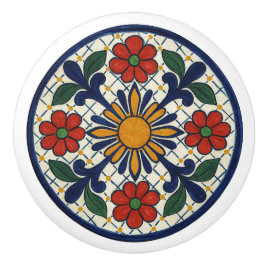 Vetgedrukte Mexicaanse Talavera Sunburst keramisch Keramische Knop
