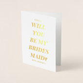 Vetgedrukte minimale foto bruidsmeisje voorstel folie kaarten (Voorkant)