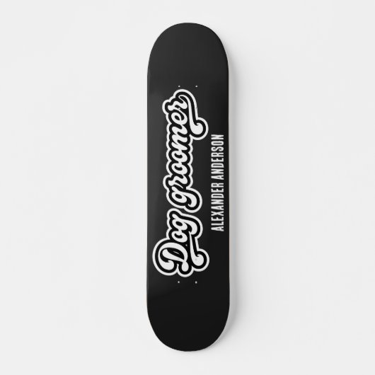Vetgedrukte minimale zwarte en witte hondentrimmer persoonlijk skateboard (Voorkant)