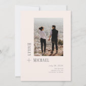 Vetgedrukte minimalistische foto  Coral Grey Save The Date (Achterkant)