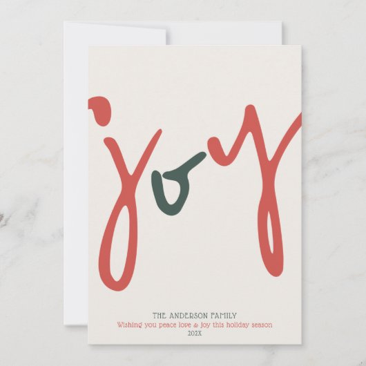 Vetgedrukte minimalistische fotovreugde feestdagenkaart (Voorkant)