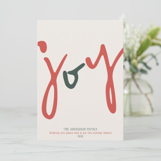 Vetgedrukte minimalistische fotovreugde feestdagenkaart (Staand voorkant)