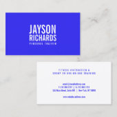 Vetgedrukte minimalistische helderblauwe personal  visitekaartje (Voorkant / Achterkant)