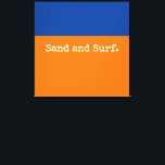 Vetgedrukte minimalistische Oranje diepblauwe ocea Canvas Afdruk<br><div class="desc">Het delen van een favoriete plek om in de zomer te gaan - naar de kust. Dit heldere, moderne, minimalistische design biedt twee derde van het canvas dat in gouden sinaasappel is gegrild, het bovenste derde in elegant diep blauw. De optionele tekst "Sand and Surf" is geschreven in afspeelbare typografie...</div>