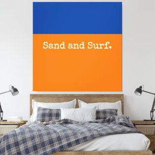 Vetgedrukte minimalistische Oranje diepblauwe ocea Canvas Afdruk