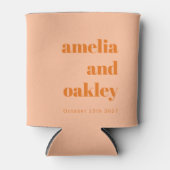 Vetgedrukte minimalistische perzik Sinaasappel ret Blikjeskoeler (Voorkant)