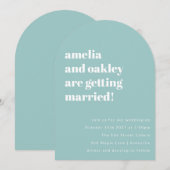 Vetgedrukte minimalistische zachte Aqua Blue Retro Kaart (Voorkant / Achterkant)